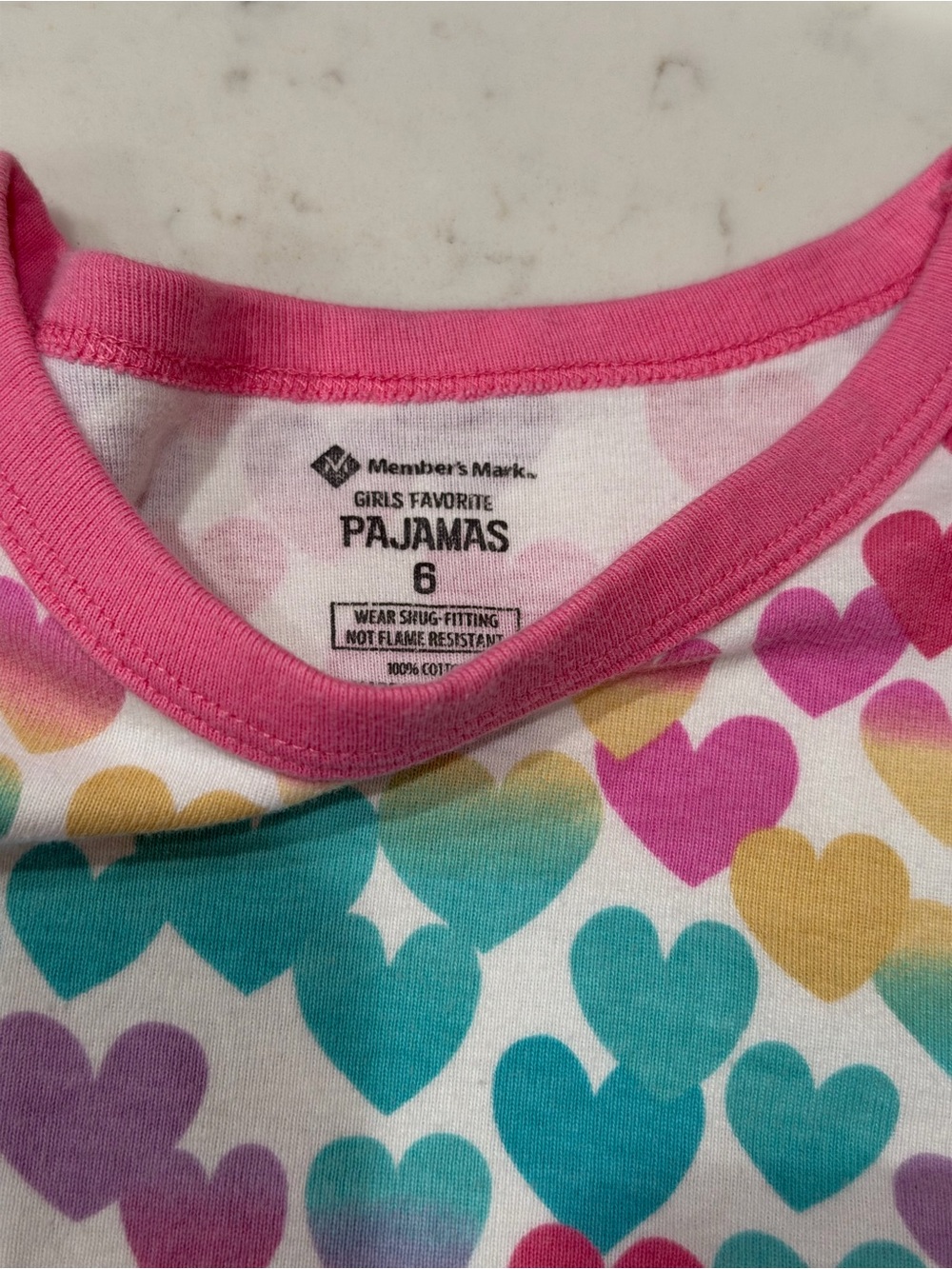 Girls Short-Sleeve Heart Print Pajama Set - Pink & Multicolor - Picture 2 of 3